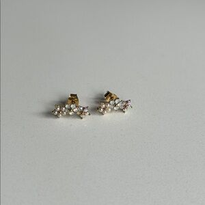 Elegant Gold and White Floral Earrings